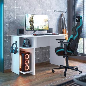 Mesa Gamer Com Suporte Para Fone | Branco