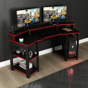Mesa Gamer Curva ME4167 Cores | Para Até 2 Monitores