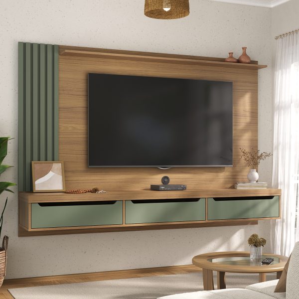 Painel Presence Carvalho Menta | Polegadas 75