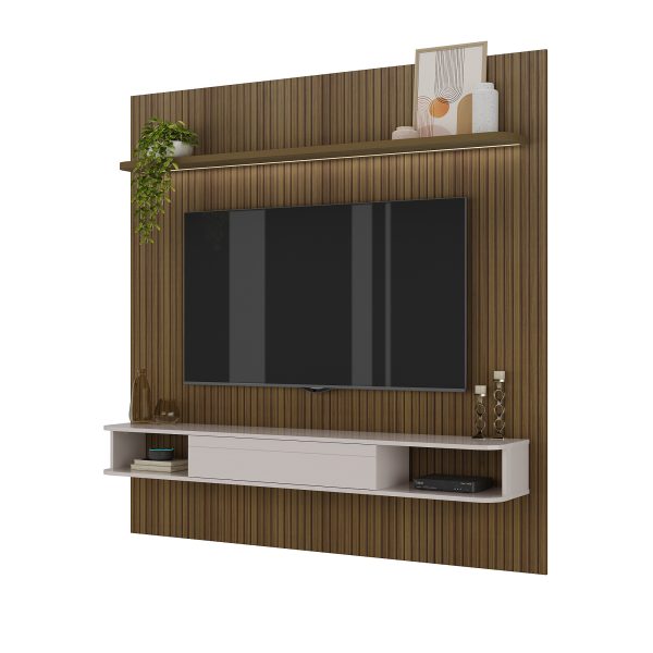 Painel Belluno Pinho Ripado Com Off White | 75 Polegadas - Imagem 3
